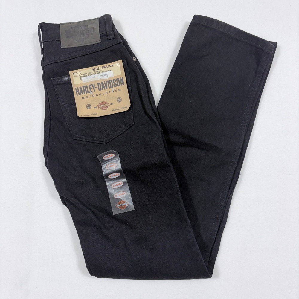 NEW Harley Davidson Black Denim Jeans Women's Size 2 Long Classic
